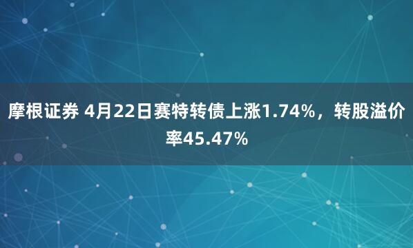 摩根证券 4月22日赛特转债上涨1.74%,转股溢价率45.47%