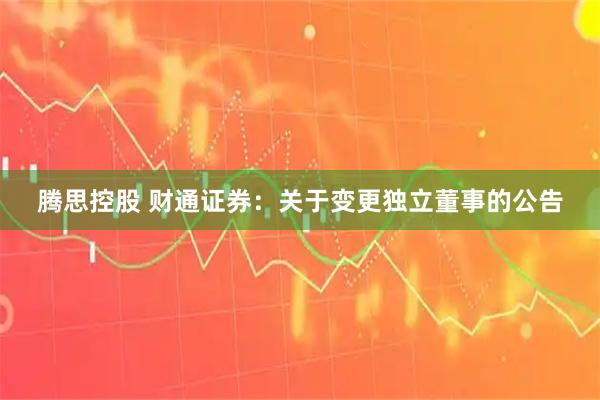 腾思控股 财通证券：关于变更独立董事的公告