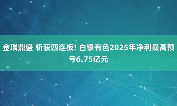 金瑞鼎盛 斩获四连板! 白银有色2025年净利最高预亏6.75亿元