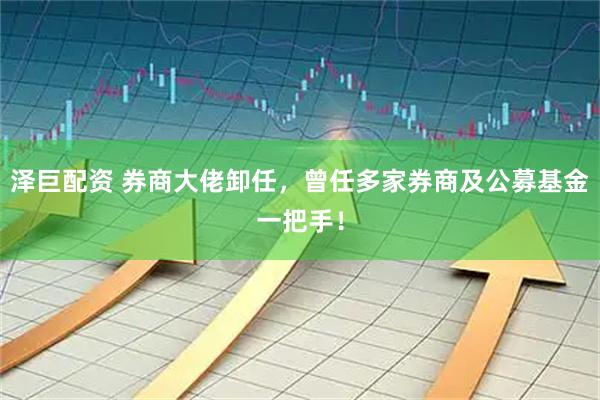 泽巨配资 券商大佬卸任,曾任多家券商及公募基金一把手!